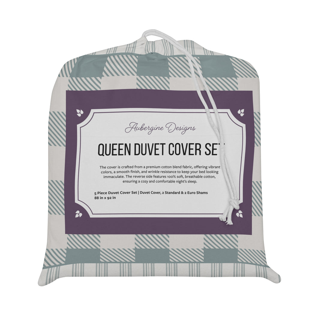 5 Piece Cotton Duvet Cover Set - Queen | Buffalo Check (SW Naturally Refined Collection)