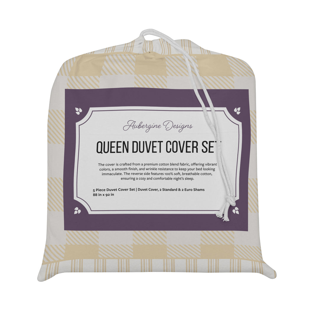 5 Piece Cotton Duvet Cover Set - Queen | Buffalo Check (SW Naturally Refined Collection)