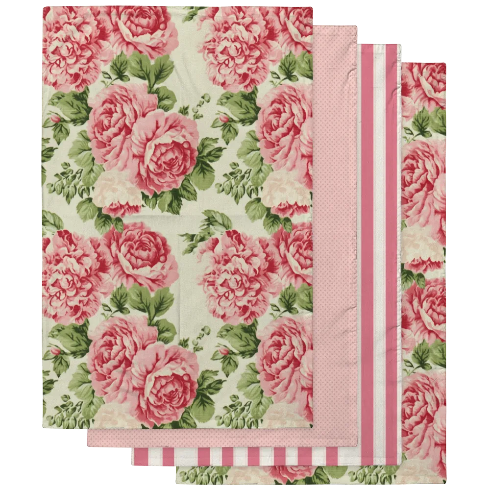 Sharron Tea Towel Set (4) | Vintage Cottage Collection