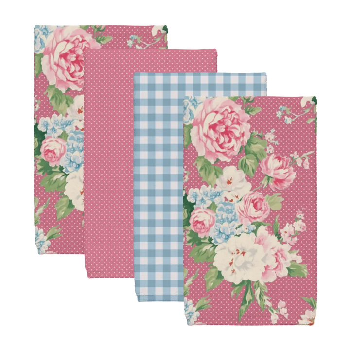 Emma – Peony Tea Towel Set (4) | Vintage Cottage Collection