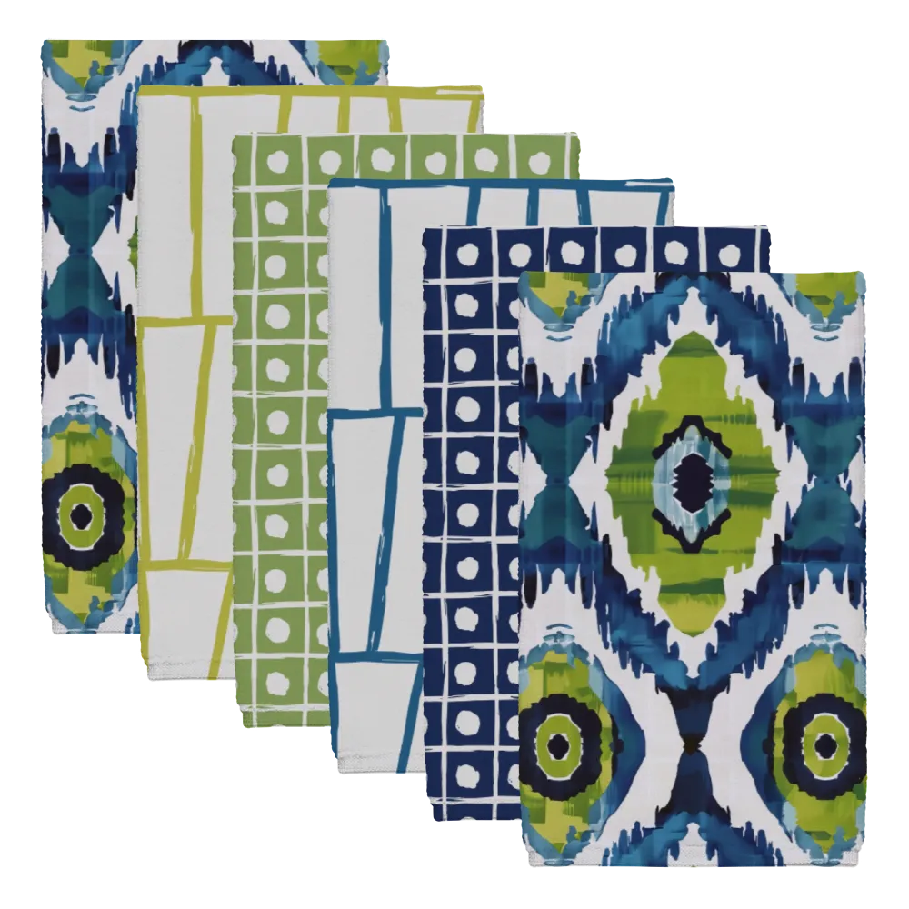 Ikat Fusion Tea Towel Set (6) – Lily Pad