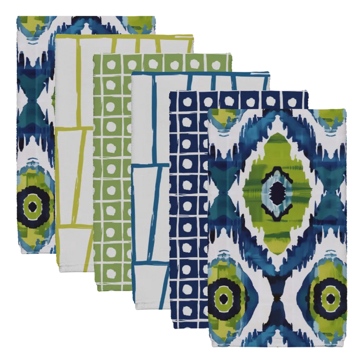 Ikat Fusion Tea Towel Set (6) – Lily Pad