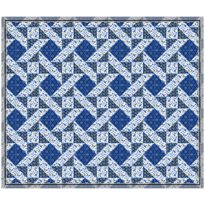 Quilted Coverlet / 4 sizes / Patchwork / Quad Star / Hanukkah