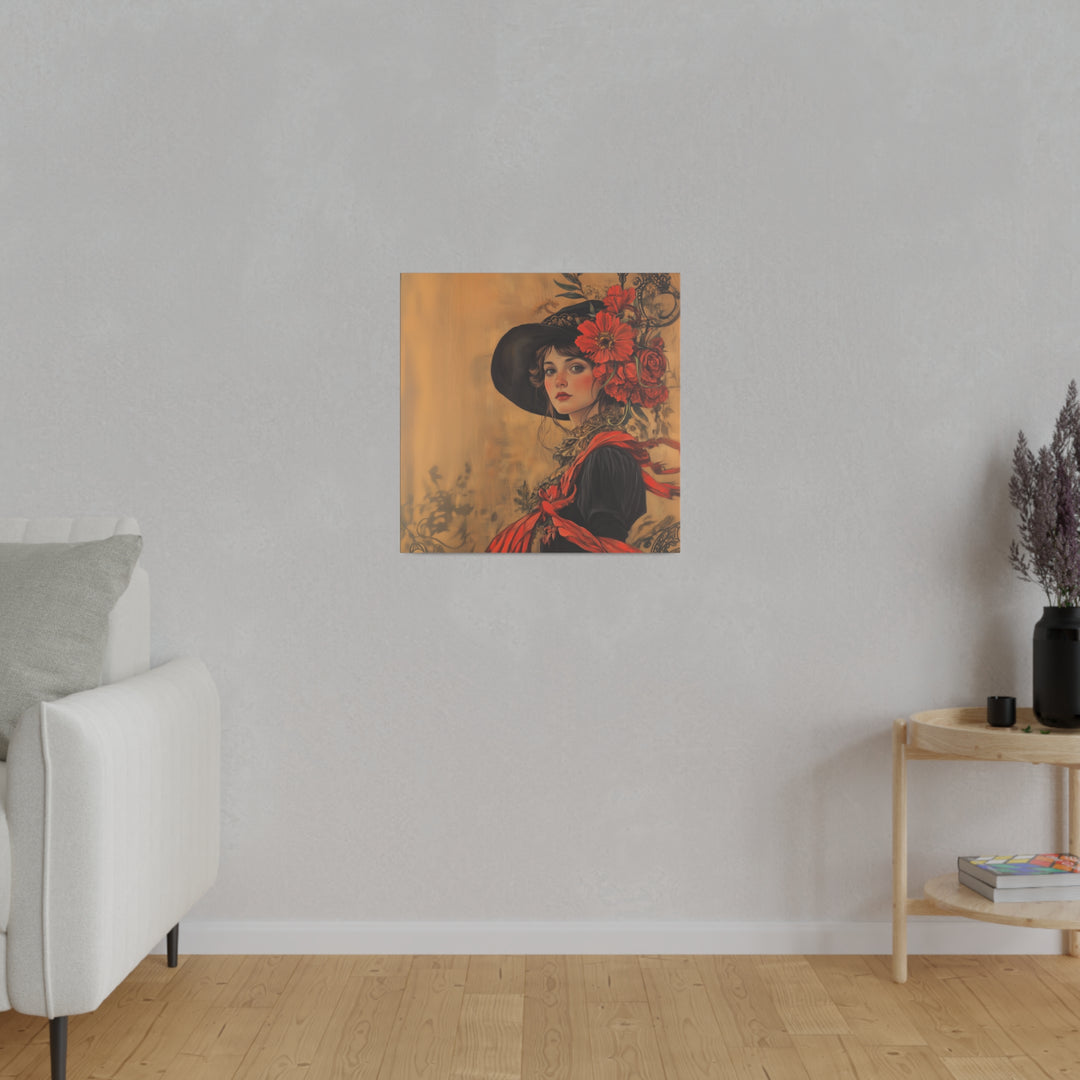 Square Matte Canvas / Autumn Fall Art / Woman - Amelia