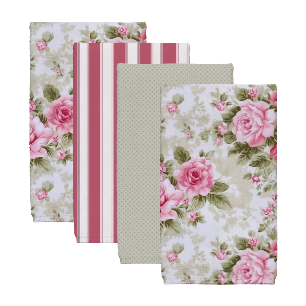 Shelaugeh Tea Towel Set (4) | Vintage Cottage Collection