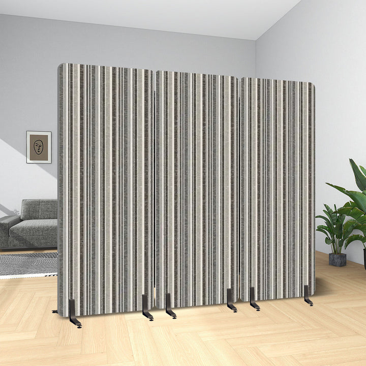 3 Panel Sound-Absorbing Room Divider / Sketchy Stripes