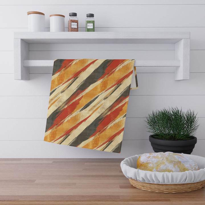 Cotton Twill Tea Towel / Geometric Abstract in Fall Colors