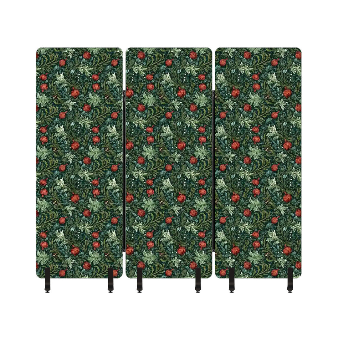 3 Panel Sound-Absorbing Room Divider / Tree Fruits - William Morris Inspired Collection