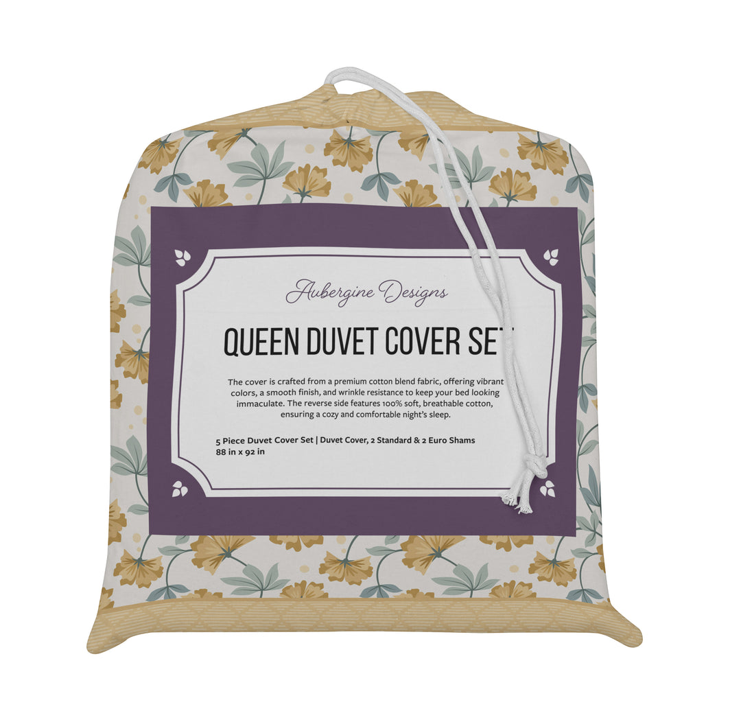 5 Piece Cotton Duvet Cover Set - Queen | Danzin (SW Naturally Refined Collection)