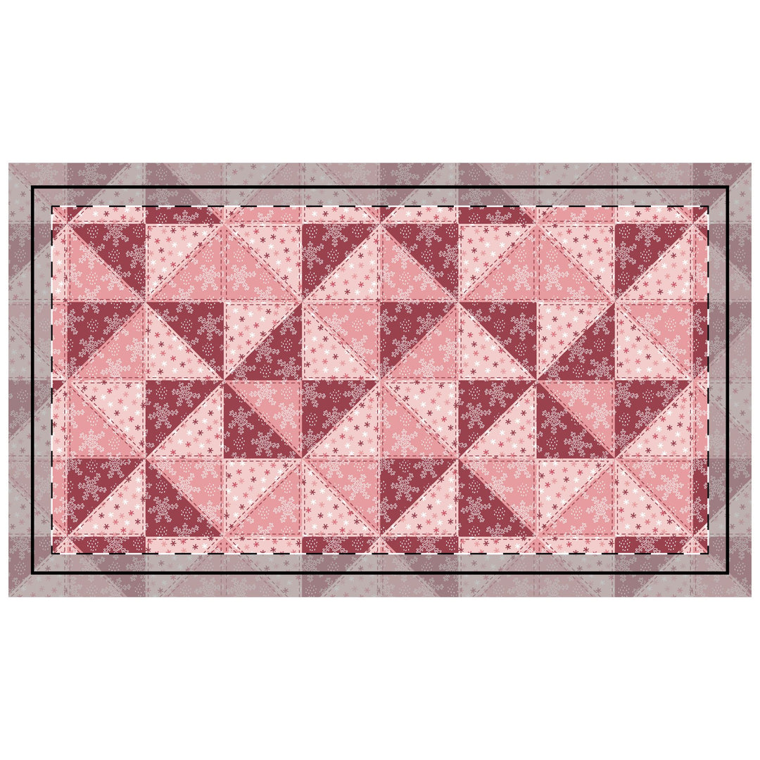 Quilted Sham / 3 sizes / Patchwork / Pinwheel / Snow - Cranberry