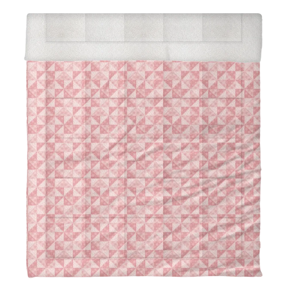 Luxury Flannel & Sherpa Comforter Set | Patchwork Pinwheel - Snow - Pink