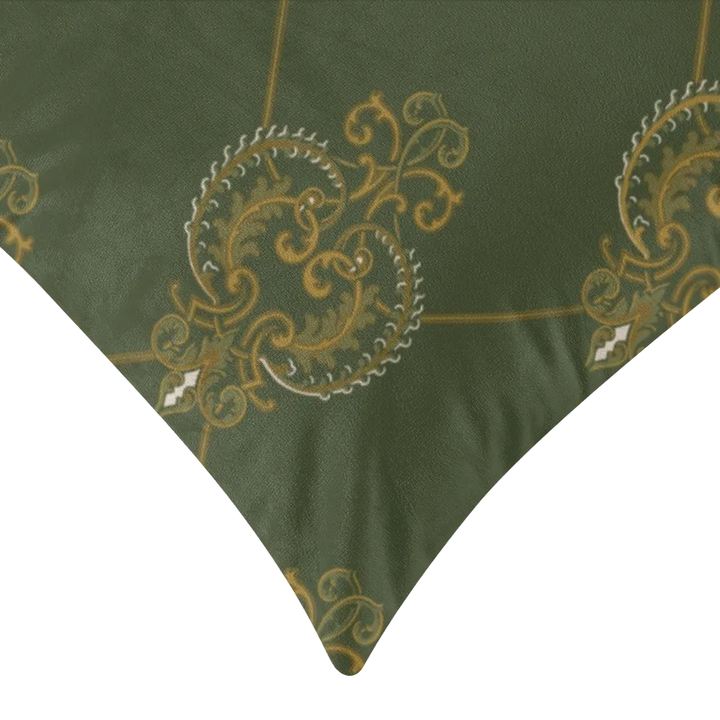 Harvest Garden Dutch Velvet Decorative Pillow - Heart Scroll (Deep Moss)