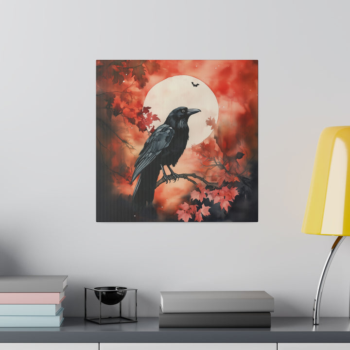 Square Matte Canvas / Halloween Art - Autumn Moon Raven