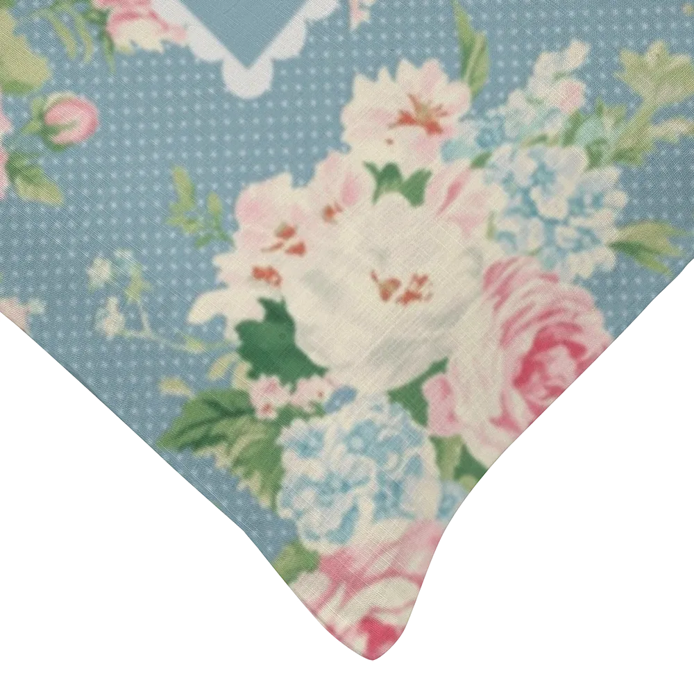 Emma - Bluejay Floral Lumbar Pillow – Personalized Panel | Vintage Cottage Collection