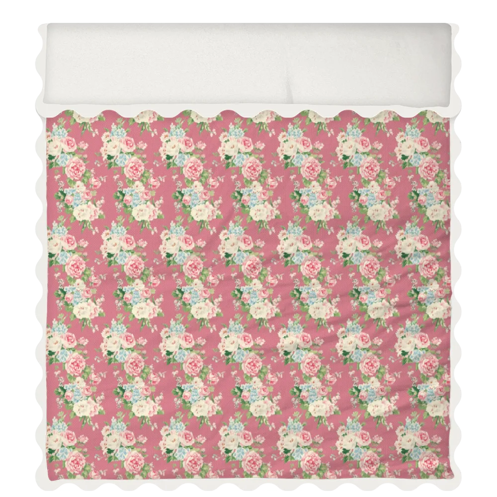 Vintage Cottage Collection Scalloped Duvet Cover Set - Emma (Peony)