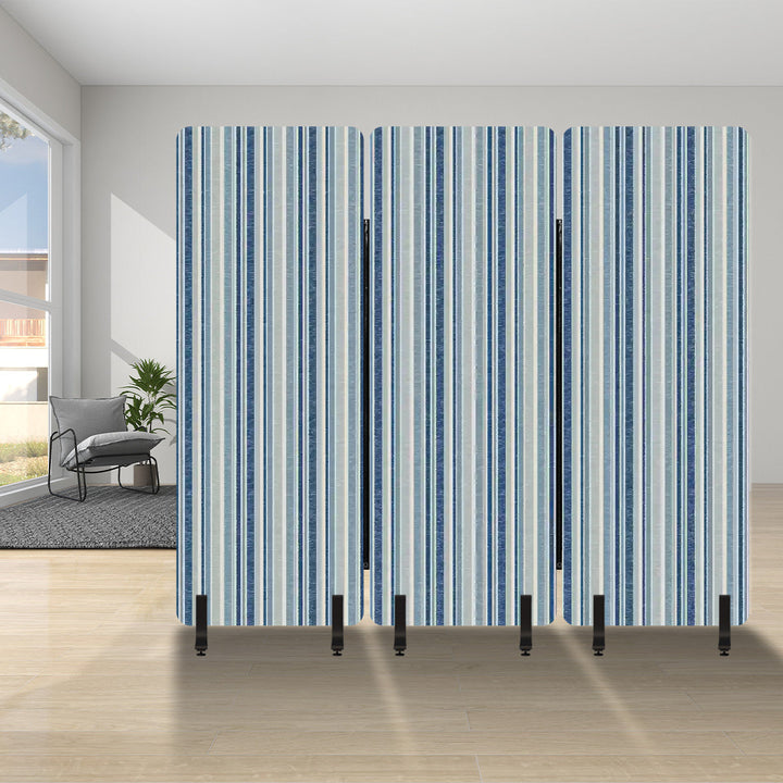 3 Panel Sound-Absorbing Room Divider / Sketchy Stripes