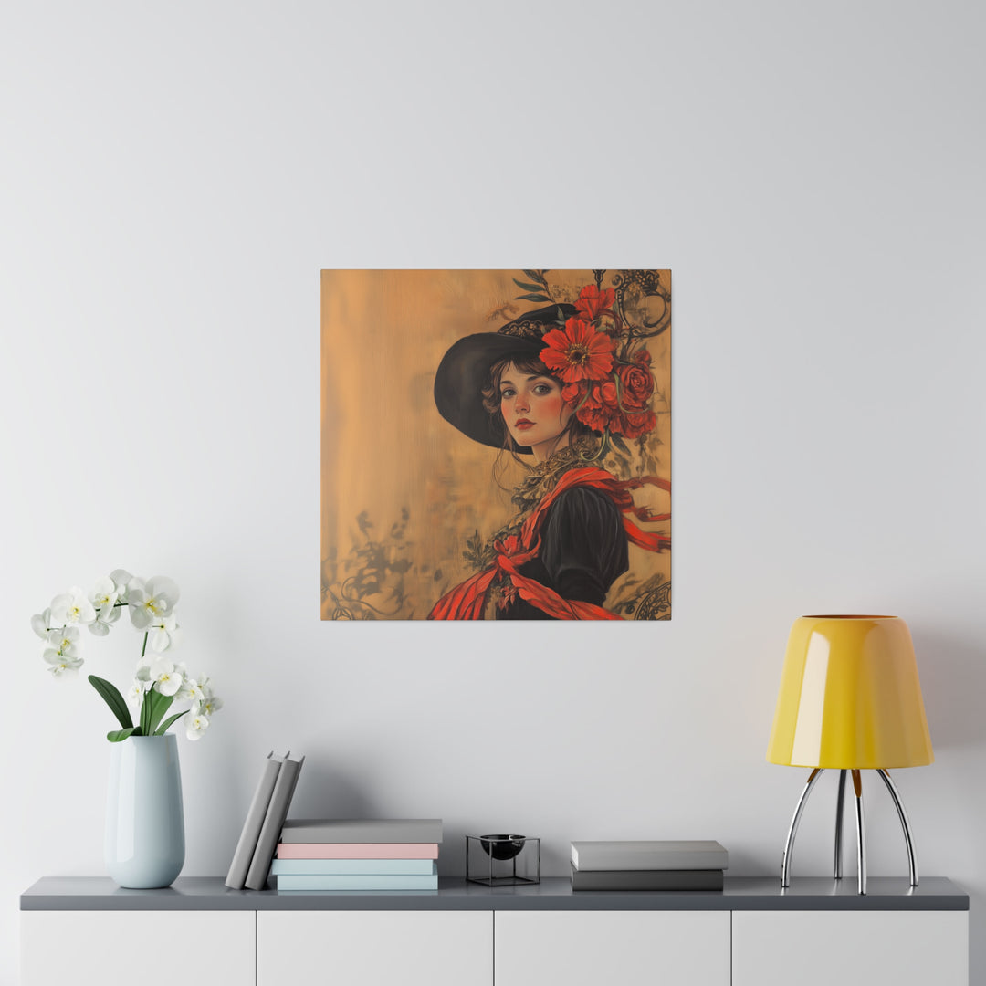 Square Matte Canvas / Autumn Fall Art / Woman - Amelia