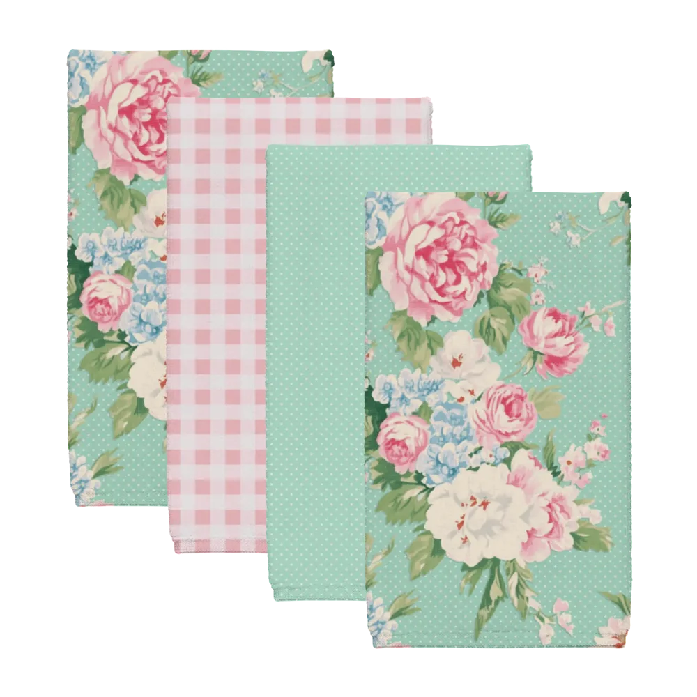 Emma – Seafoam Tea Towel Set (4) | Vintage Cottage Collection