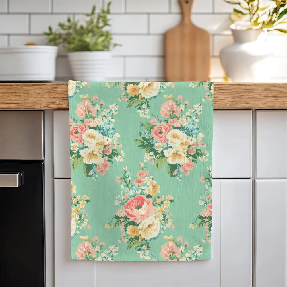 Florence – Aqua Tea Towel Set (4) | Vintage Cottage Collection