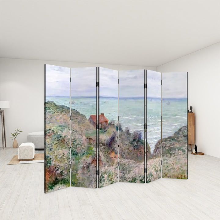 6 Panel Room Divider Folding Screen - Fine Art / Monet / Cabin of the Customs Watch (1882)