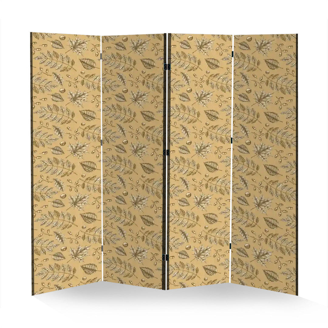 4 Panel Room Divider Folding Screen / Cozy Leaves