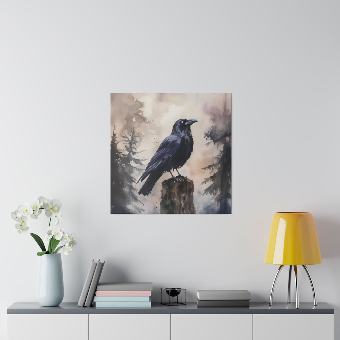 Square Matte Canvas / Halloween Art - Raven in the Forest