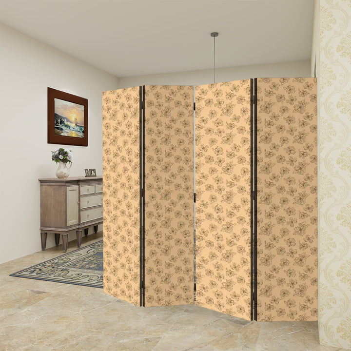 4 Panel Room Divider Folding Screen / Dogwood Blossoms - Peach