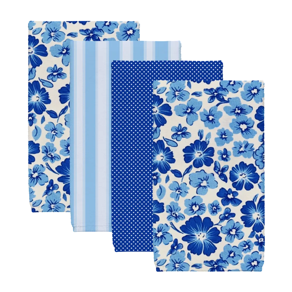Bonnie Tea Towel Set (4) | Vintage Cottage Collection