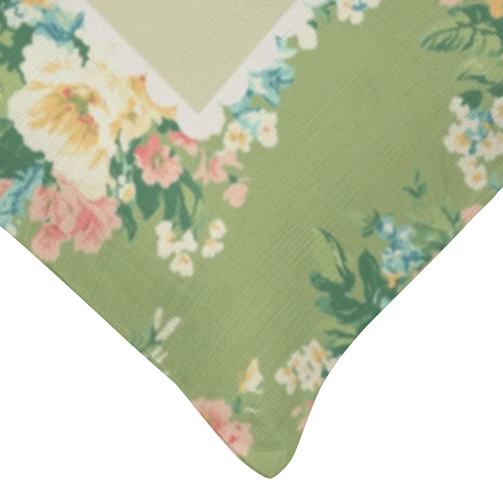 Florence - Lime Floral Lumbar Pillow – Personalized Panel | Vintage Cottage Collection