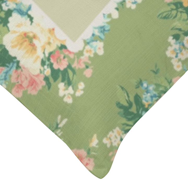 Florence - Lime Floral Lumbar Pillow – Personalized Panel | Vintage Cottage Collection