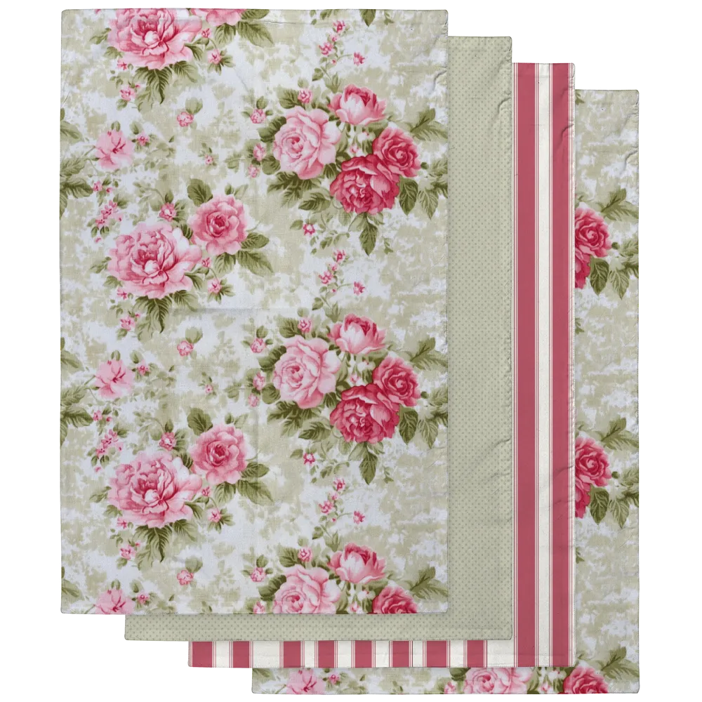Shelaugeh Tea Towel Set (4) | Vintage Cottage Collection