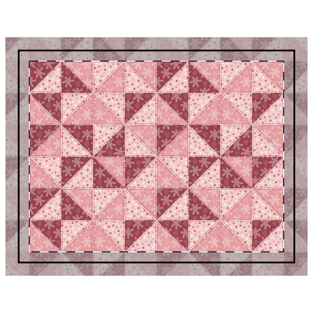 Quilted Sham / 3 sizes / Patchwork / Pinwheel / Snow - Cranberry