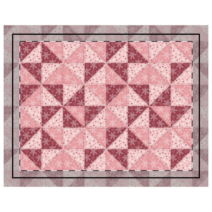 Quilted Sham / 3 sizes / Patchwork / Pinwheel / Snow - Cranberry