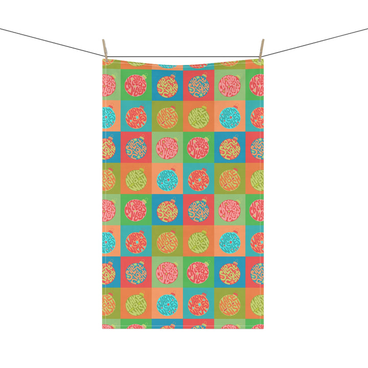 Cotton Twill Tea Towel / Christmas Vibes / Bright or Retro Color Choices