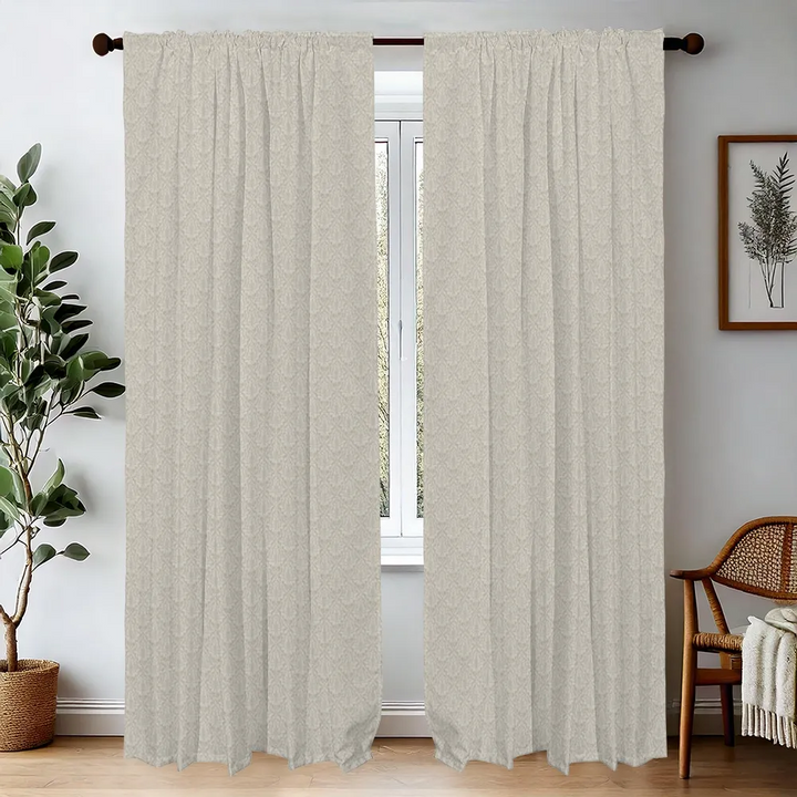 Midnight Garden™ Cotton Blend Curtain Panel Set (2 Panels) – Damask