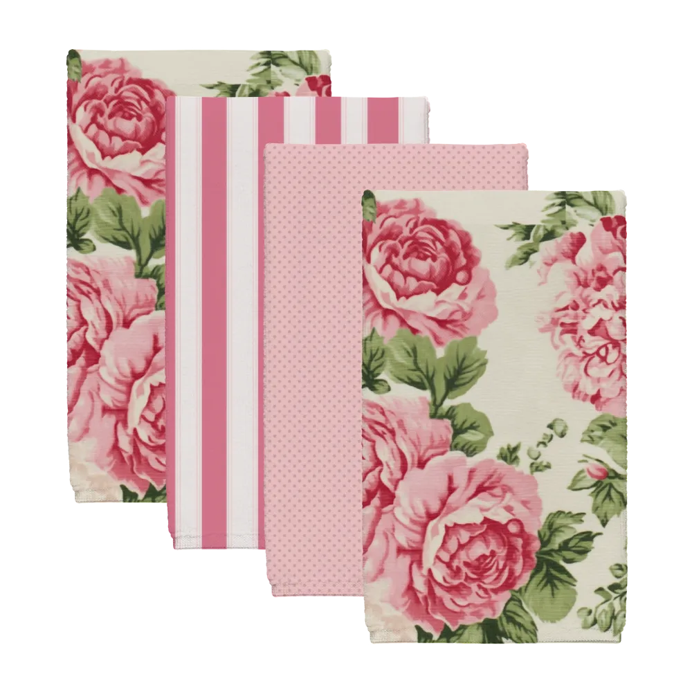 Sharron Tea Towel Set (4) | Vintage Cottage Collection