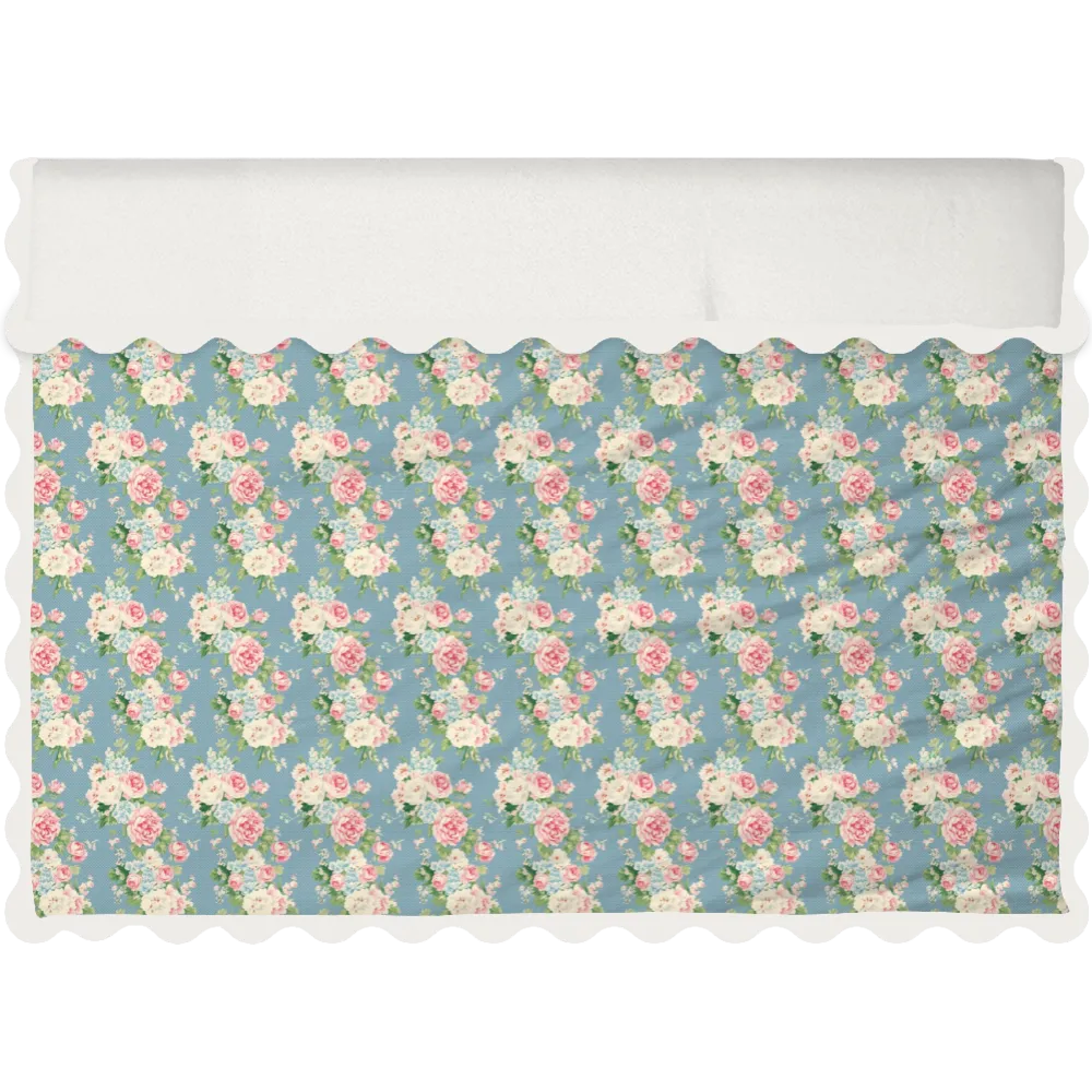 Vintage Cottage Collection Scalloped Duvet Cover Set - Emma (Bluejay)