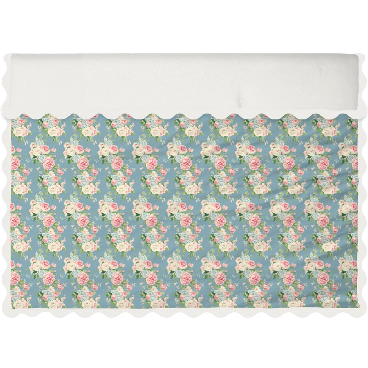 Vintage Cottage Collection Scalloped Duvet Cover Set - Emma (Bluejay)