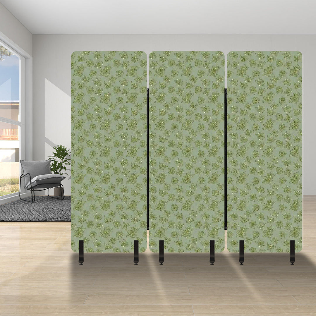 3 Panel Sound-Absorbing Room Divider / Dogwood Blossoms