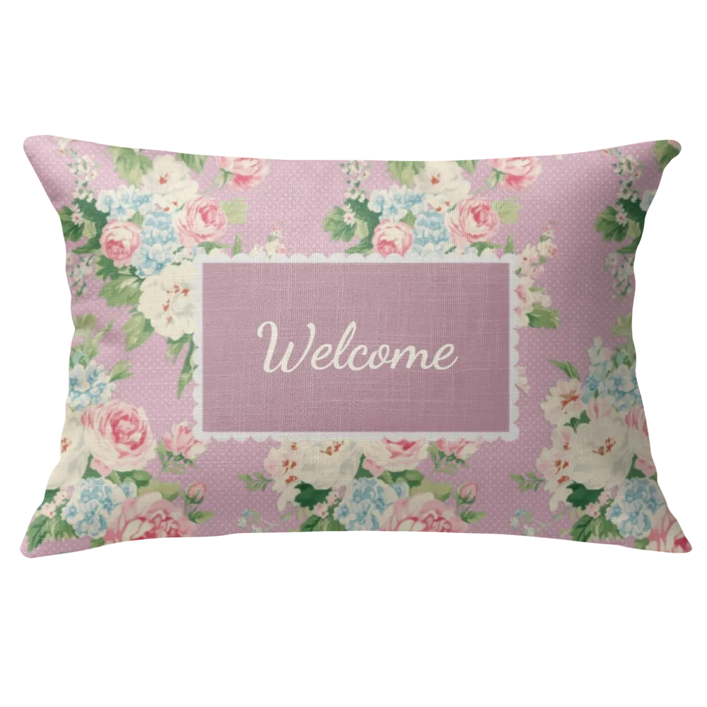 Emma - Lilac Floral Lumbar Pillow – Personalized Panel | Vintage Cottage Collection