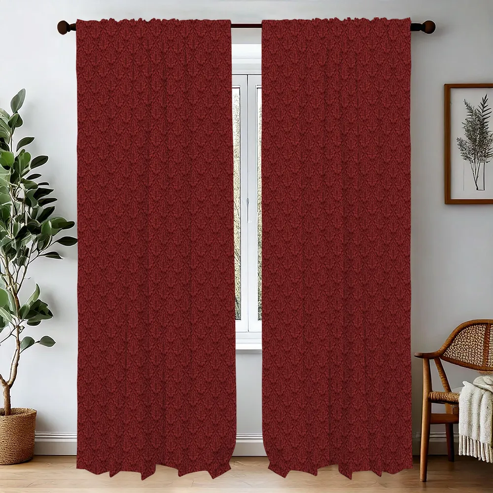 Midnight Garden™ Cotton Blend Curtain Panel Set (2 Panels) – Damask