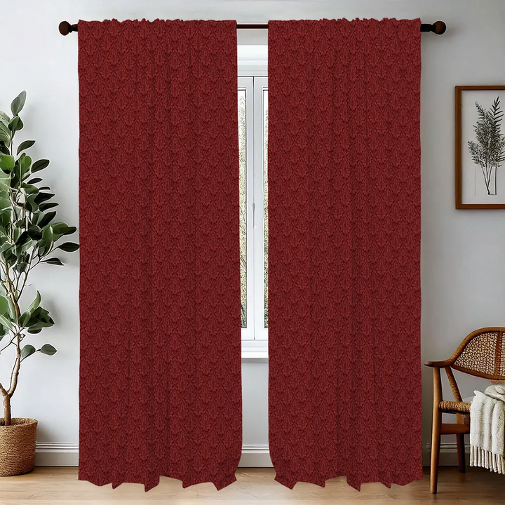 Midnight Garden™ Cotton Blend Curtain Panel Set (2 Panels) – Damask
