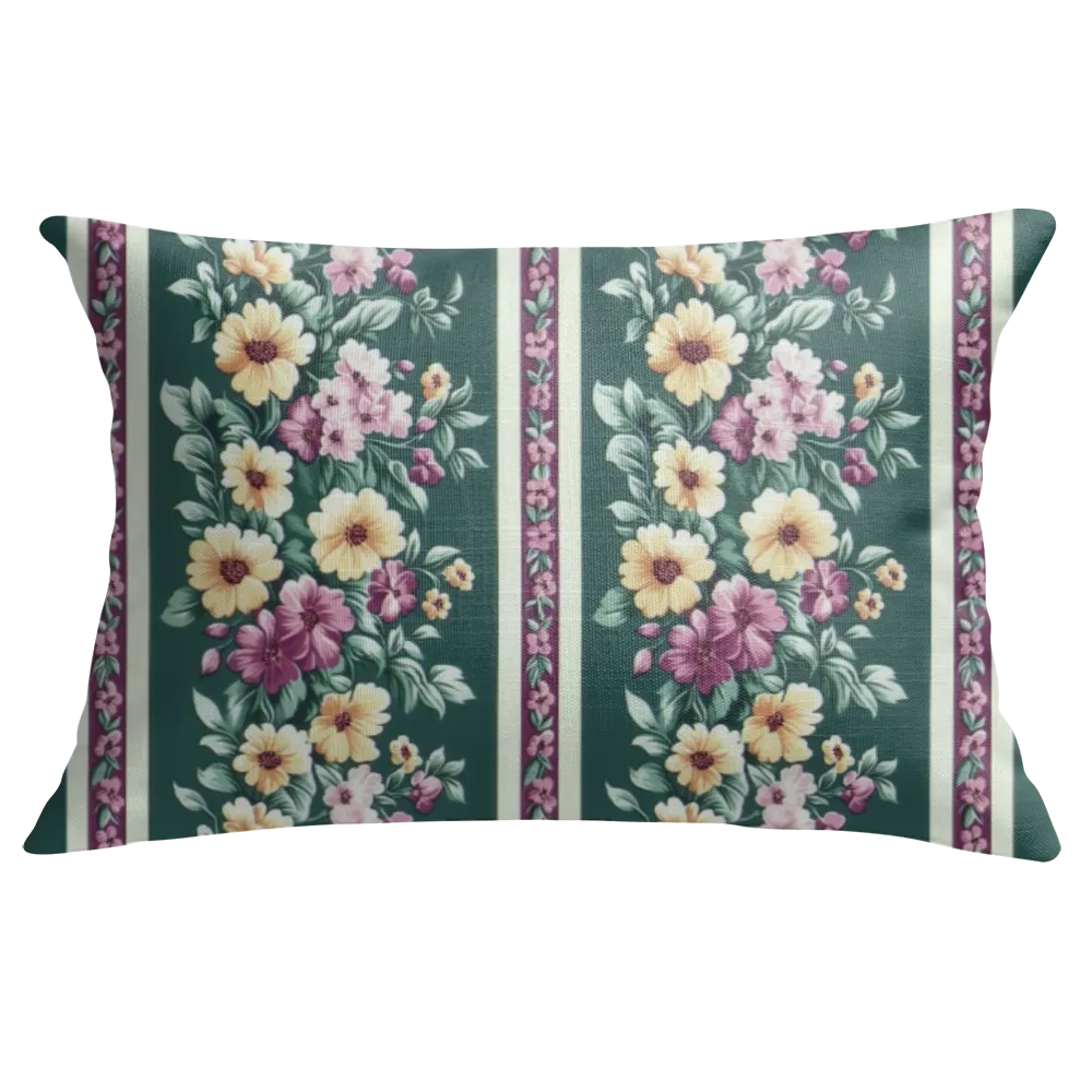 Meredith Floral Lumbar Pillow – Personalized Panel | Vintage Cottage Collection