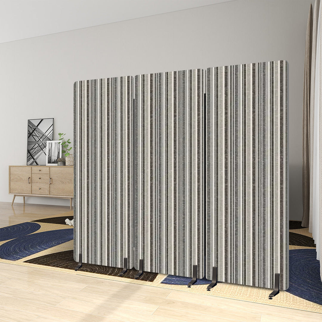 3 Panel Sound-Absorbing Room Divider / Sketchy Stripes