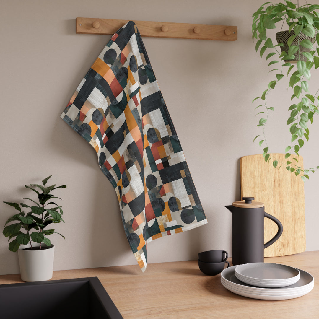 Cotton Twill Tea Towel / Diego (Abstract Geometric in Fall Colors)