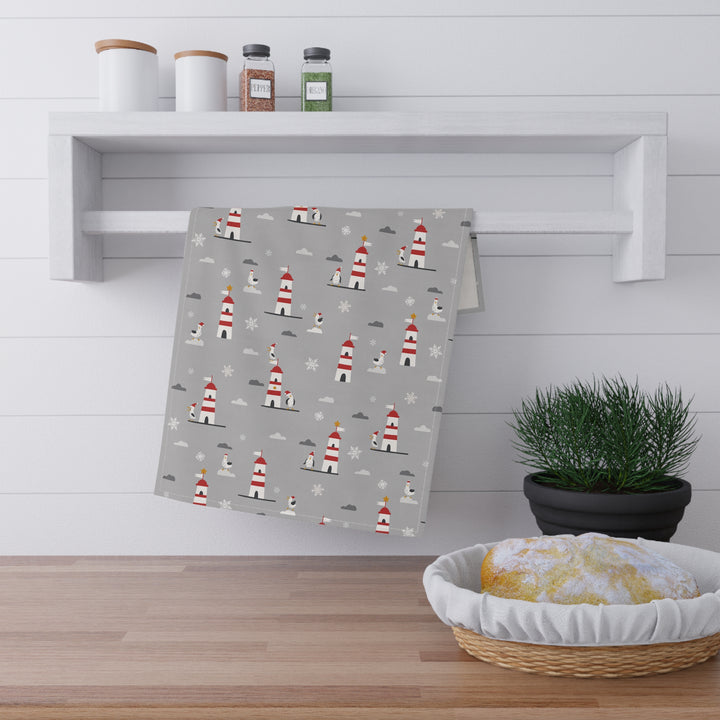 Cotton Twill Tea Towel / Christmas on the Coast / Santa Seagulls