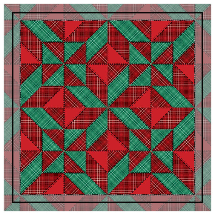 Quilted Sham / 3 sizes / Patchwork / Star / Plaid - Christmas