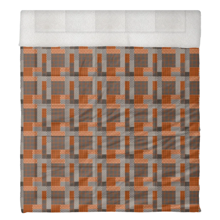 Luxury Flannel & Sherpa Comforter Set | Patchwork Squardular - Woodland