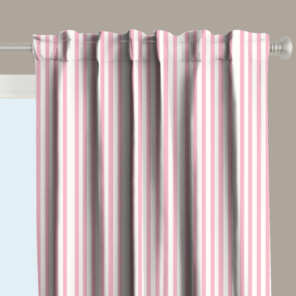 Window Curtain Set - Cotton Blend (2 Panels) | French Stripe - Bubblegum