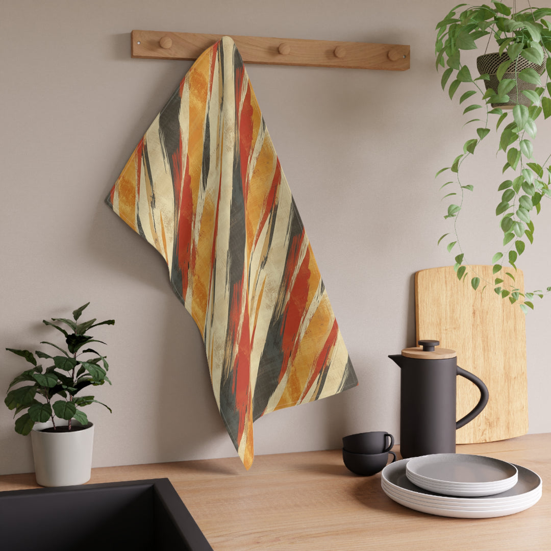 Cotton Twill Tea Towel / Geometric Abstract in Fall Colors